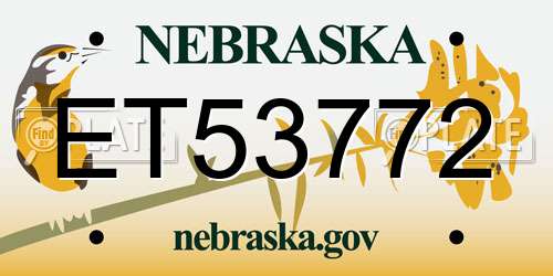 ET53772 Nebraska License Plate