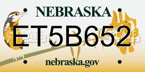 ET5B652 Nebraska License Plate
