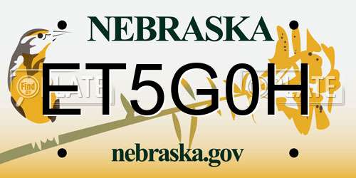 ET5G0H Nebraska License Plate