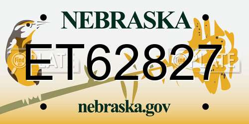 ET62827 Nebraska License Plate