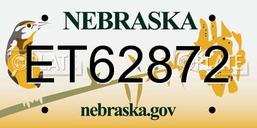 ET62872 Nebraska License Plate