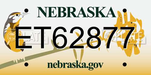 ET62877 Nebraska License Plate