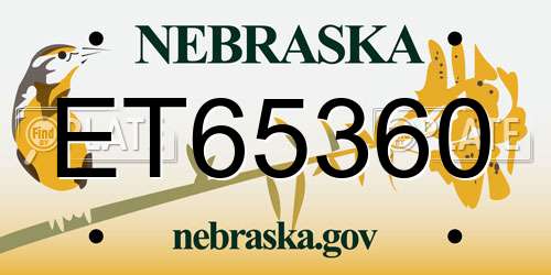 ET65360 Nebraska License Plate