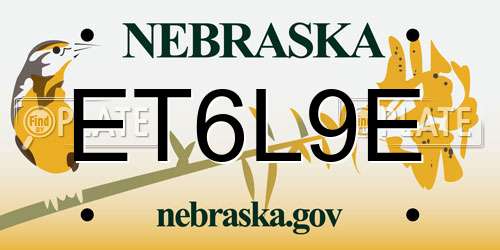 ET6L9E Nebraska License Plate