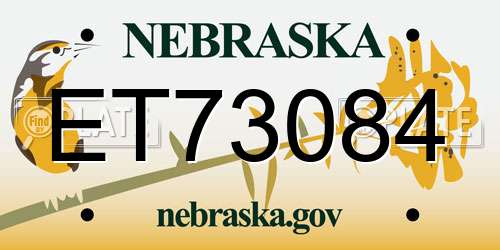 ET73084 Nebraska License Plate