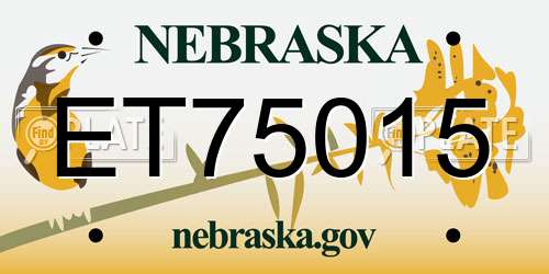 ET75015 Nebraska License Plate