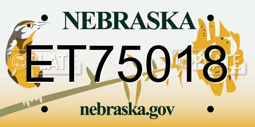 ET75018 Nebraska License Plate