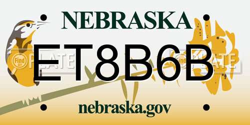 ET8B6B Nebraska License Plate