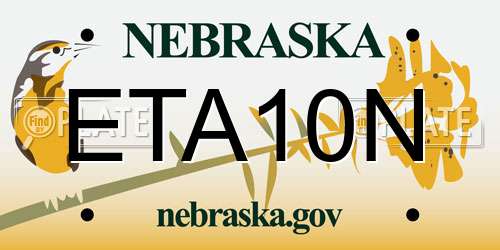 ETA10N Nebraska License Plate