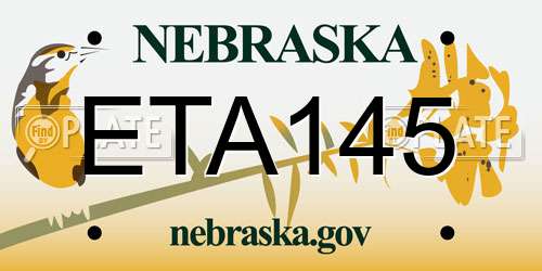 ETA145 Nebraska License Plate