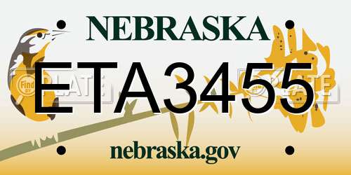 ETA3455 Nebraska License Plate
