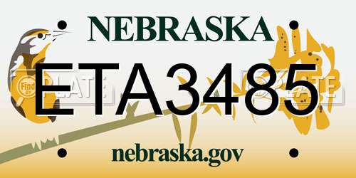 ETA3485 Nebraska License Plate