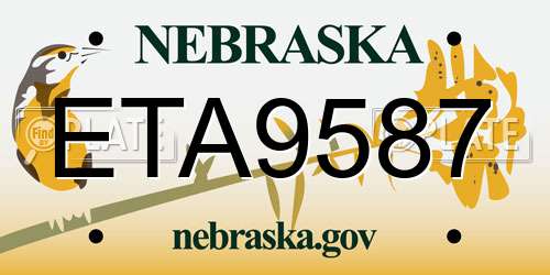 ETA9587 Nebraska License Plate