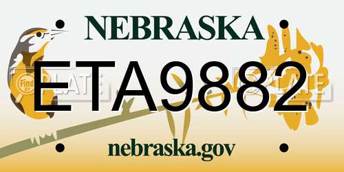 ETA9882 Nebraska License Plate