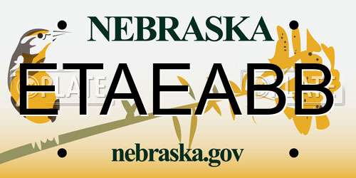 ETAEABB Nebraska License Plate