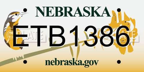 ETB1386 Nebraska License Plate