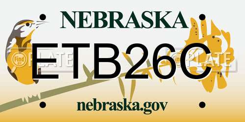 ETB26C Nebraska License Plate