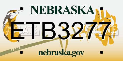 ETB3277 Nebraska License Plate