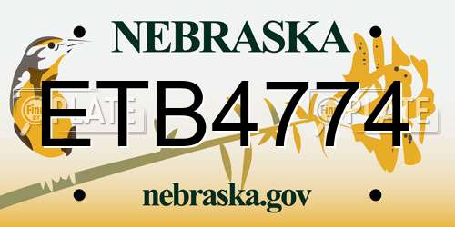 ETB4774 Nebraska License Plate