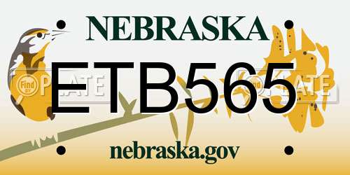 ETB565 Nebraska License Plate