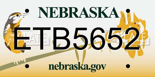 ETB5652 Nebraska License Plate