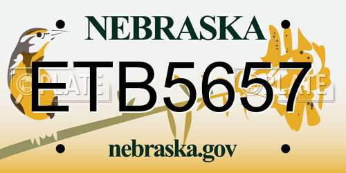 ETB5657 Nebraska License Plate
