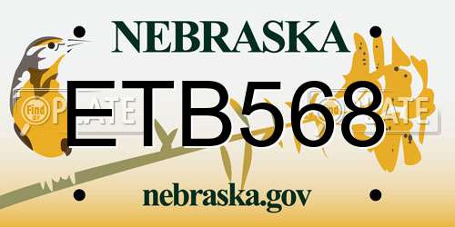 ETB568 Nebraska License Plate
