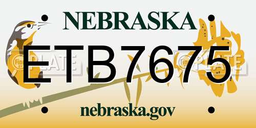 ETB7675 Nebraska License Plate