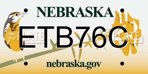 ETB76C Nebraska License Plate