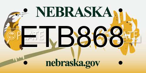 ETB868 Nebraska License Plate