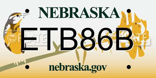 ETB86B Nebraska License Plate