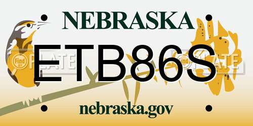 ETB86S Nebraska License Plate