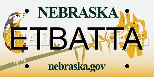 ETBATTA Nebraska License Plate