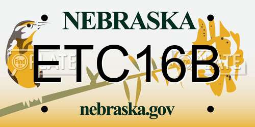 ETC16B Nebraska License Plate