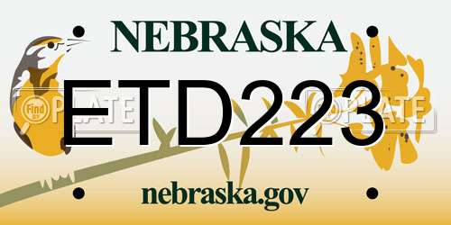 ETD223 Nebraska License Plate