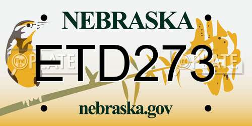 ETD273 Nebraska License Plate