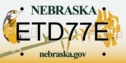 ETD77E Nebraska License Plate