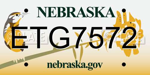 ETG7572 Nebraska License Plate