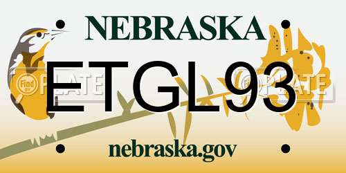 ETGL93 Nebraska License Plate