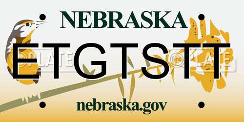ETGTSTT Nebraska License Plate
