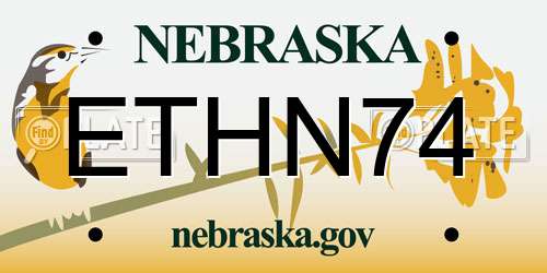 ETHN74 Nebraska License Plate