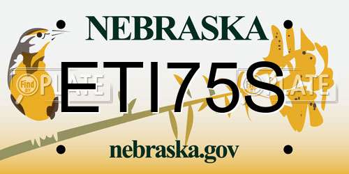 ETI75S Nebraska License Plate