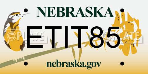 ETIT85 Nebraska License Plate