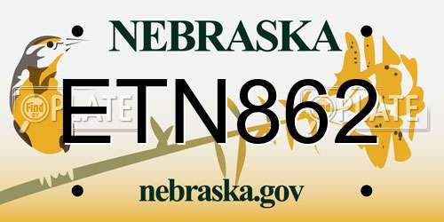 ETN862 Nebraska License Plate