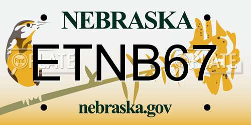 ETNB67 Nebraska License Plate