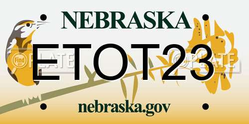 ETOT23 Nebraska License Plate