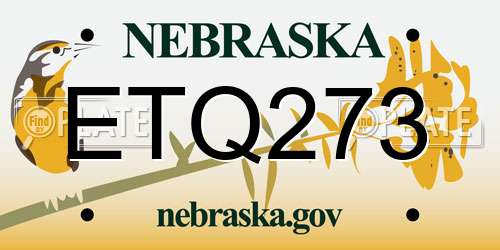 ETQ273 Nebraska License Plate