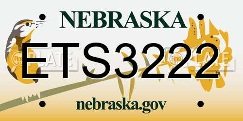 ETS3222 Nebraska License Plate