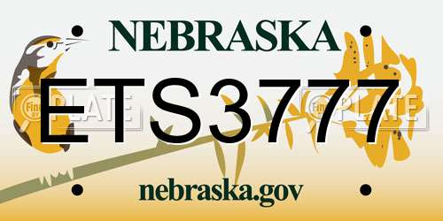 ETS3777 Nebraska License Plate