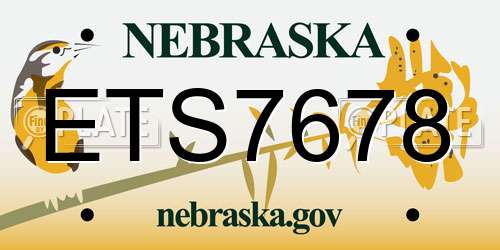 ETS7678 Nebraska License Plate